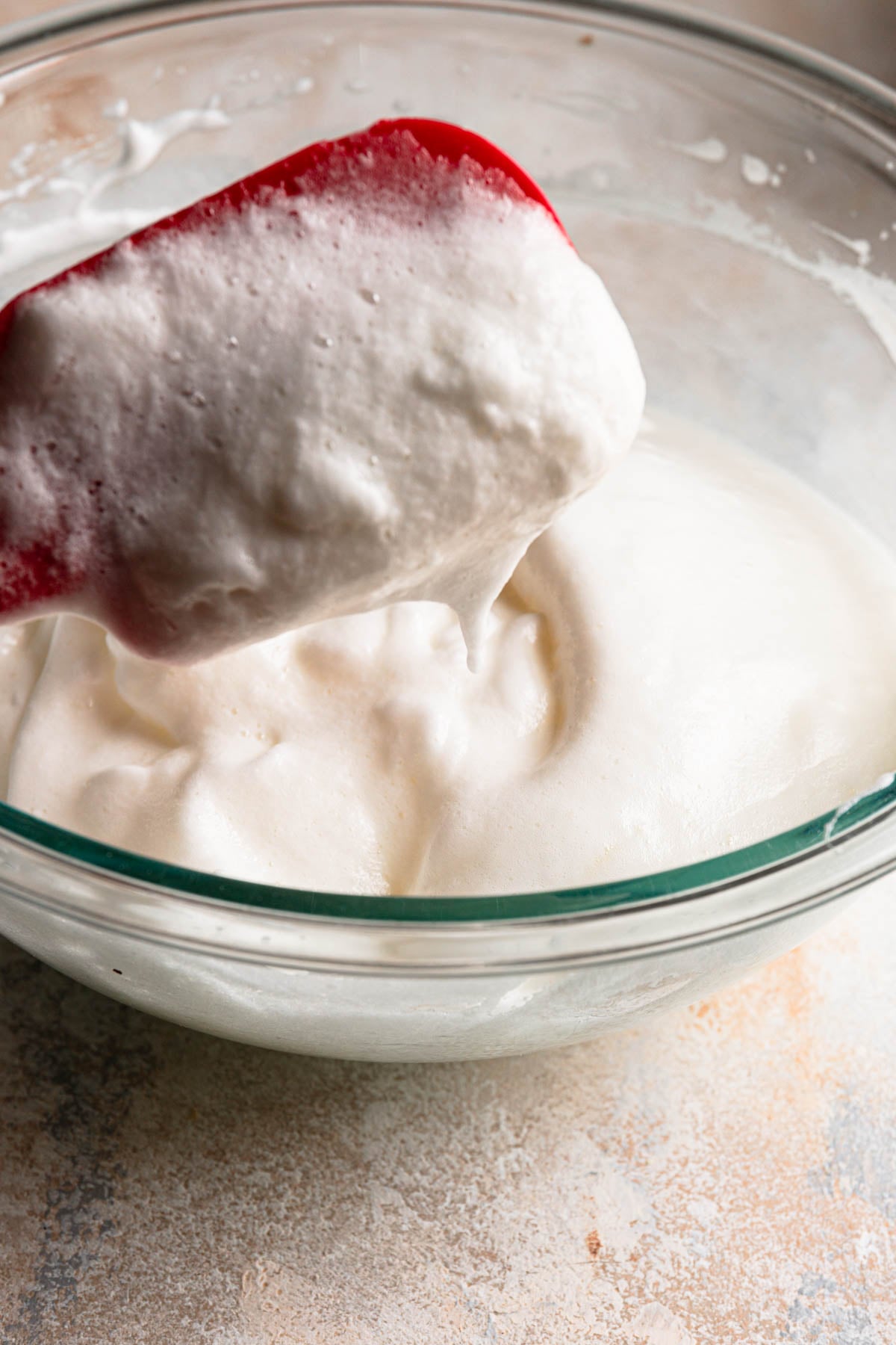 A spatula with medium stiff meringue.