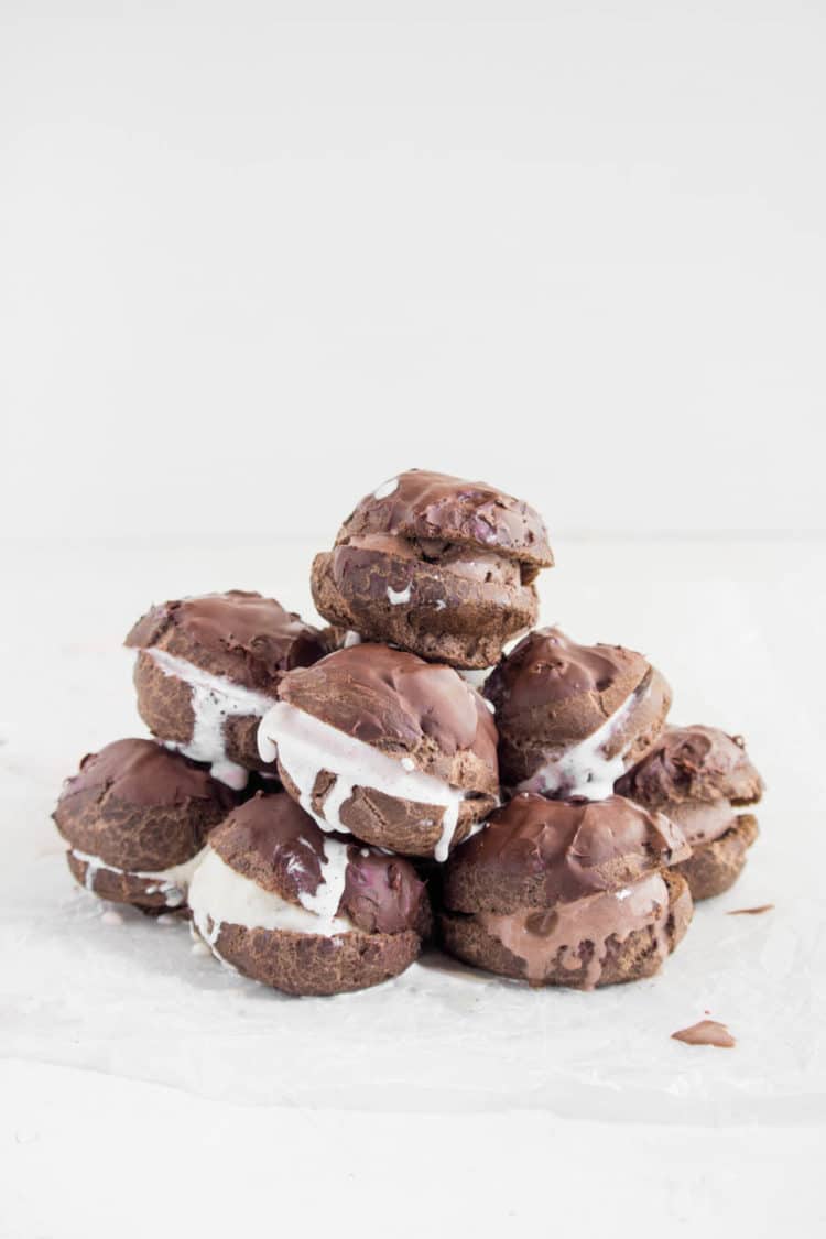 double decker chocolate profiteroles