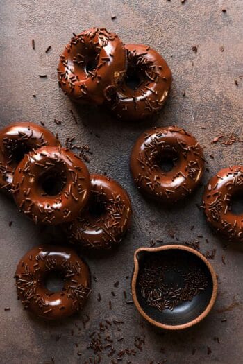 Baked donuts with glaze and sprinkles