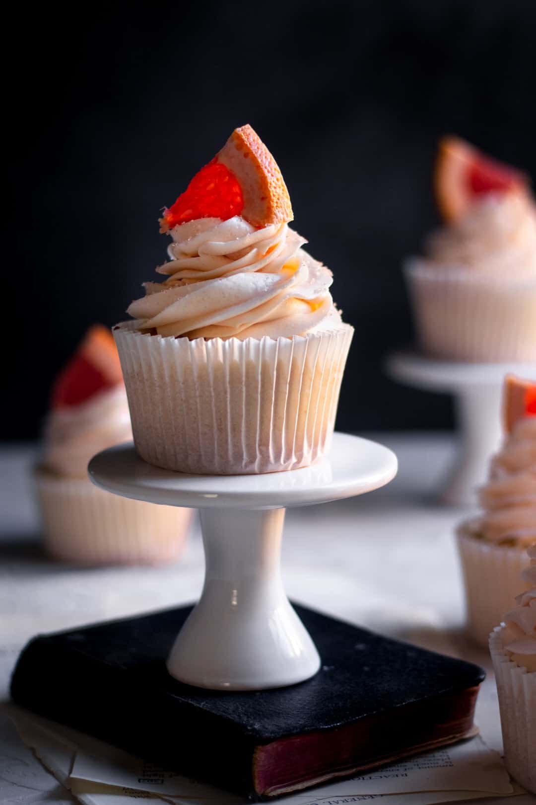 Vanilla Cupcakes with grapefruit buttercream