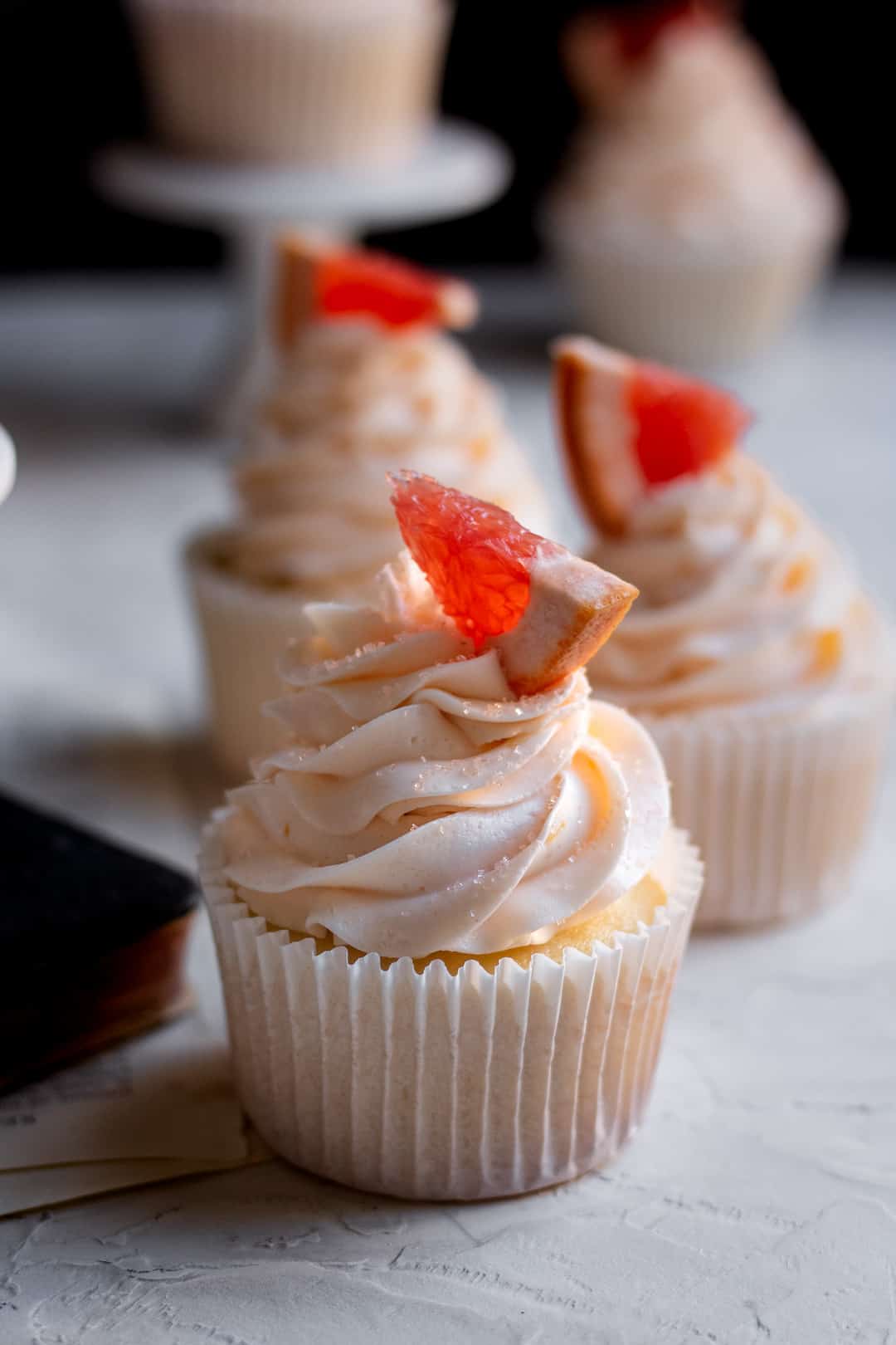 Vanilla Cupcakes with grapefruit buttercream
