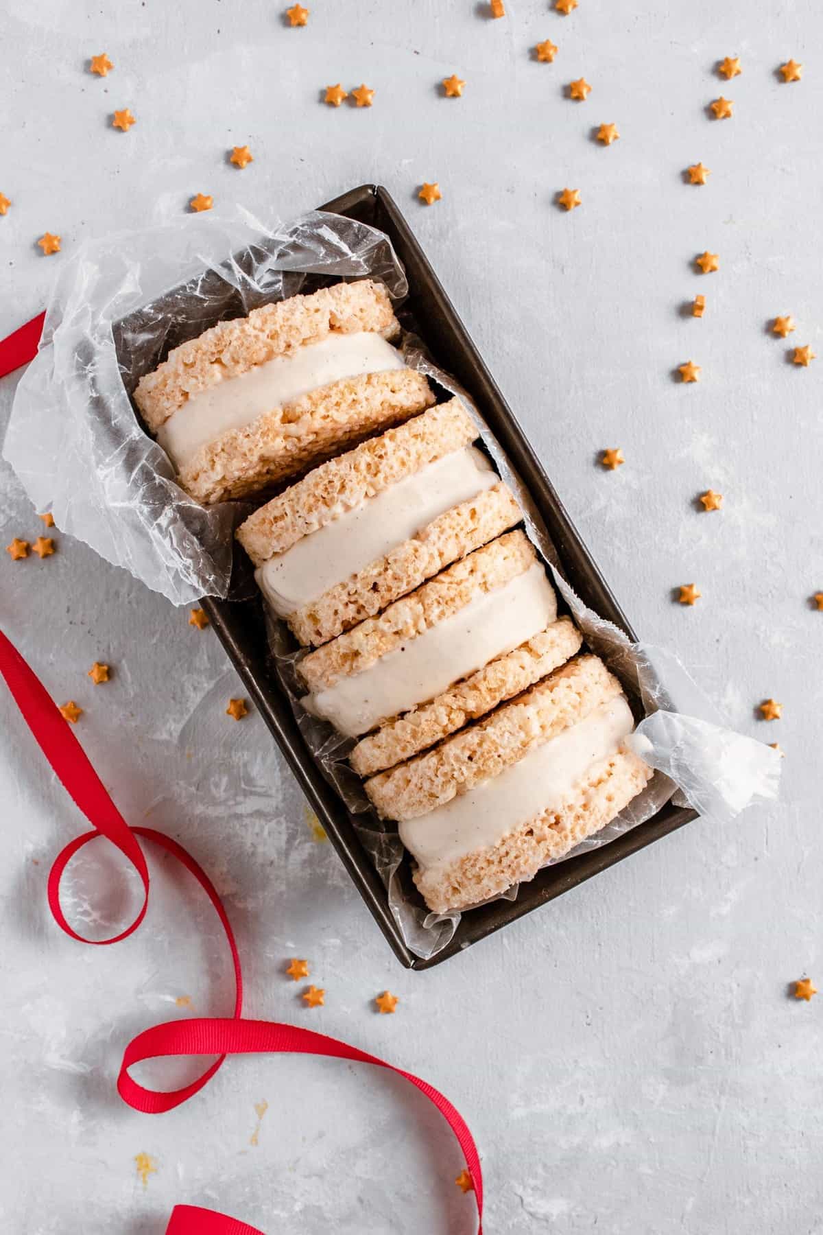 Rice crispy ice-cream sandwiches