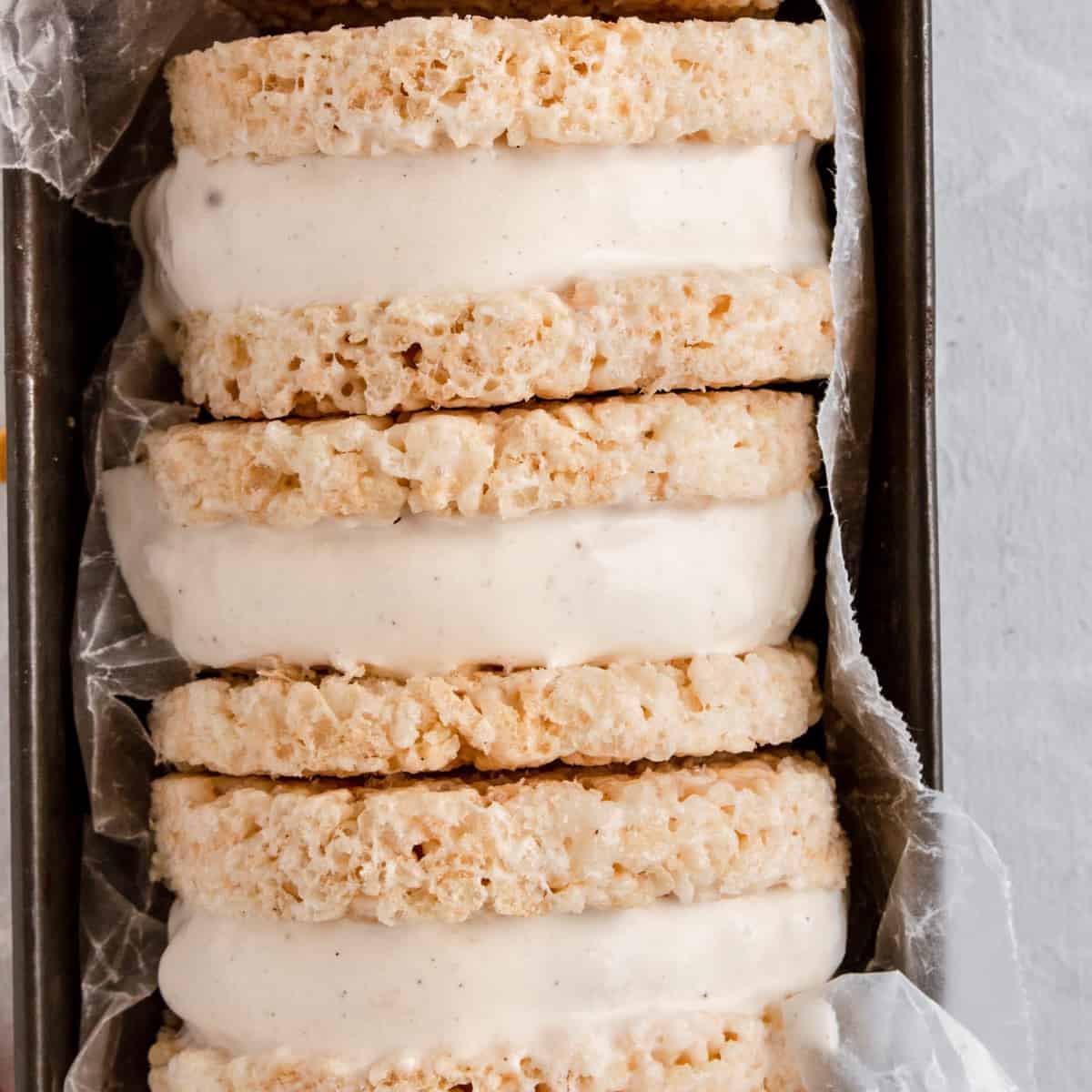 Rice Crispy Ice Cream Sandwich