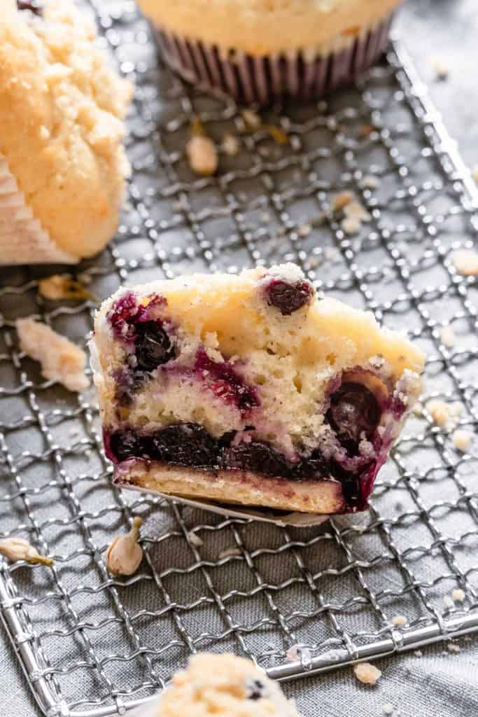 Blueberry Pie Muffins, fluffy and tender muffin with pie crust and filling.