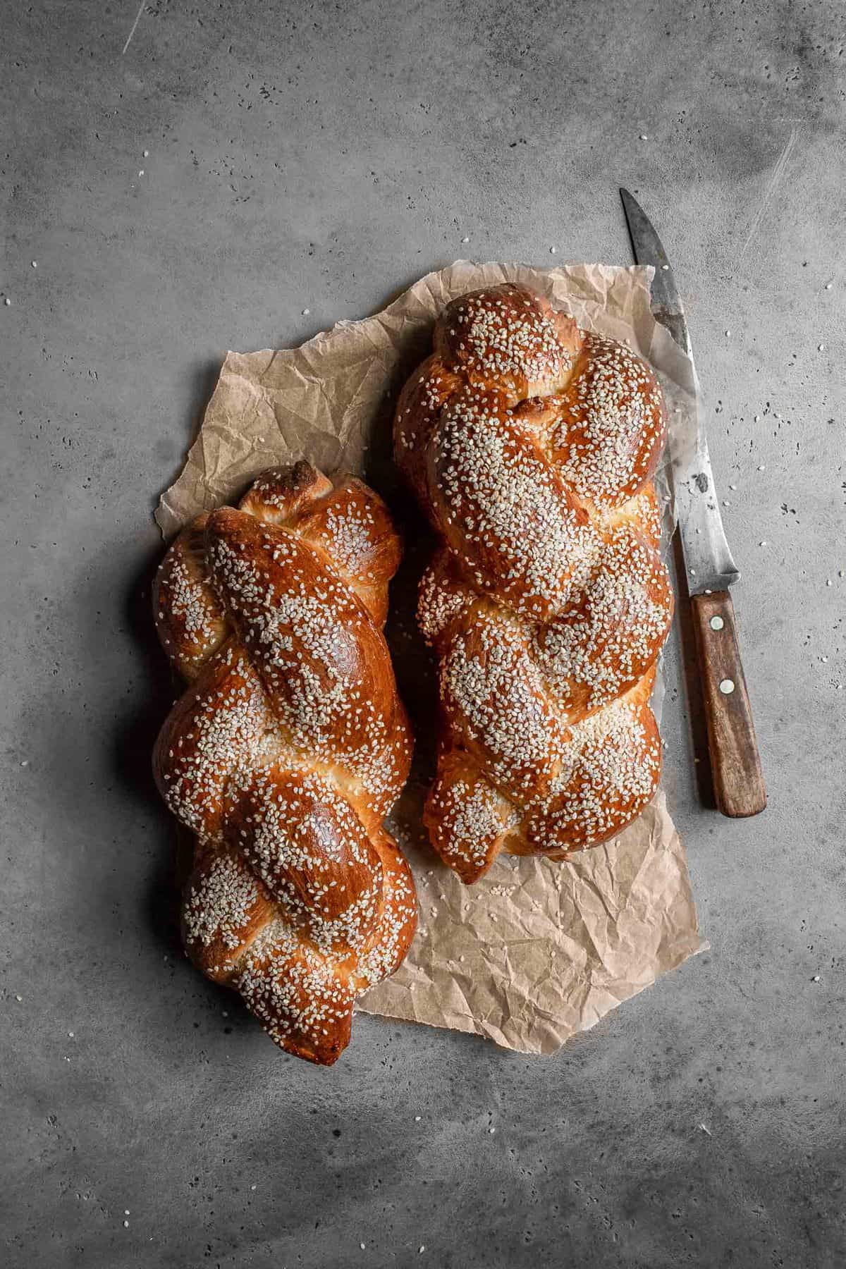 Bakery style Challah bread.Soft, sweet fluffy and crumbly.