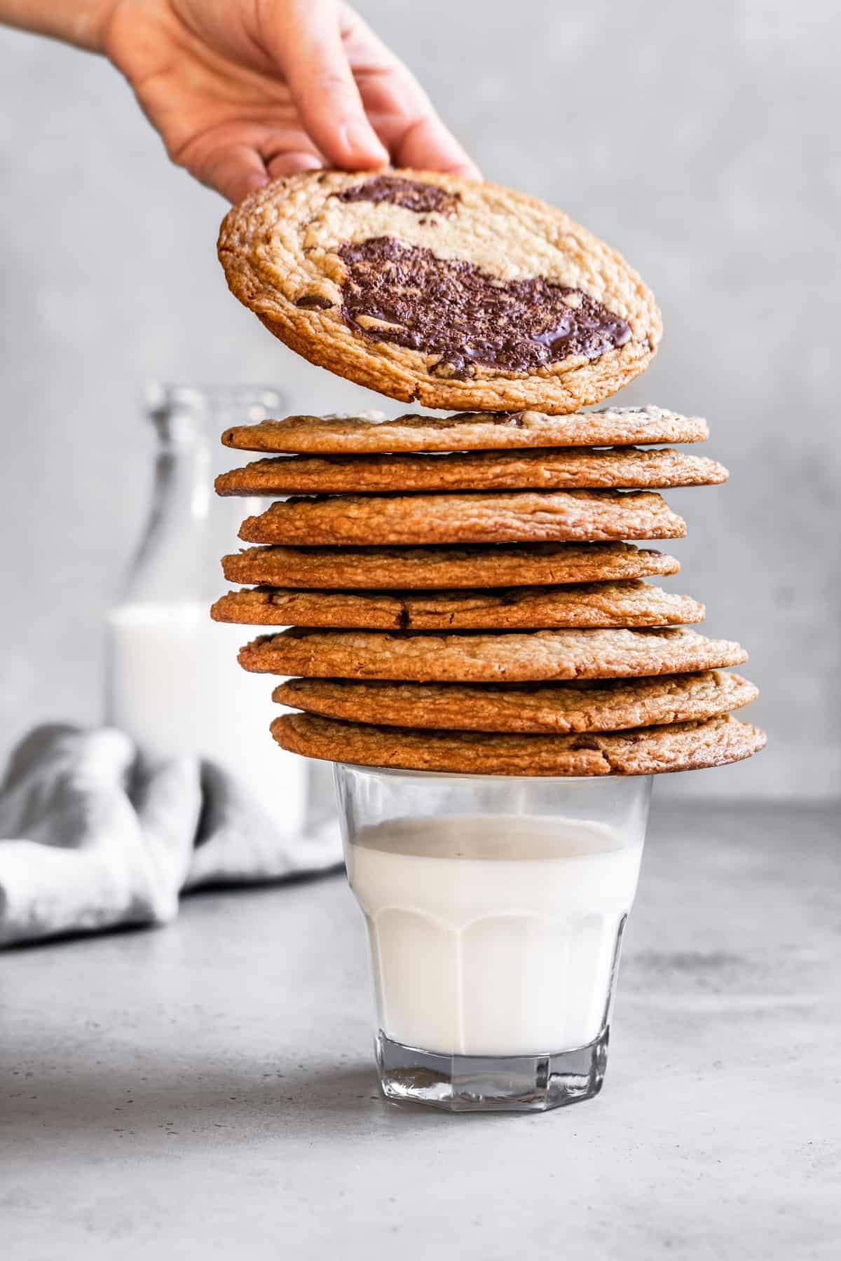 Giant chocolate chip cookie recipe using the pan bang method.