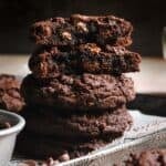 a sliced chocolate chocolate chips cookie