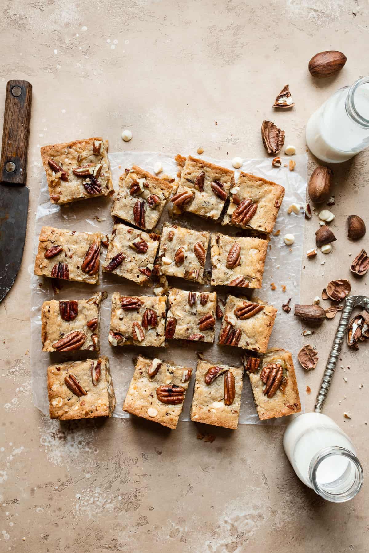 Easy white chocolate toasted pecans  chewy blondies recipe 