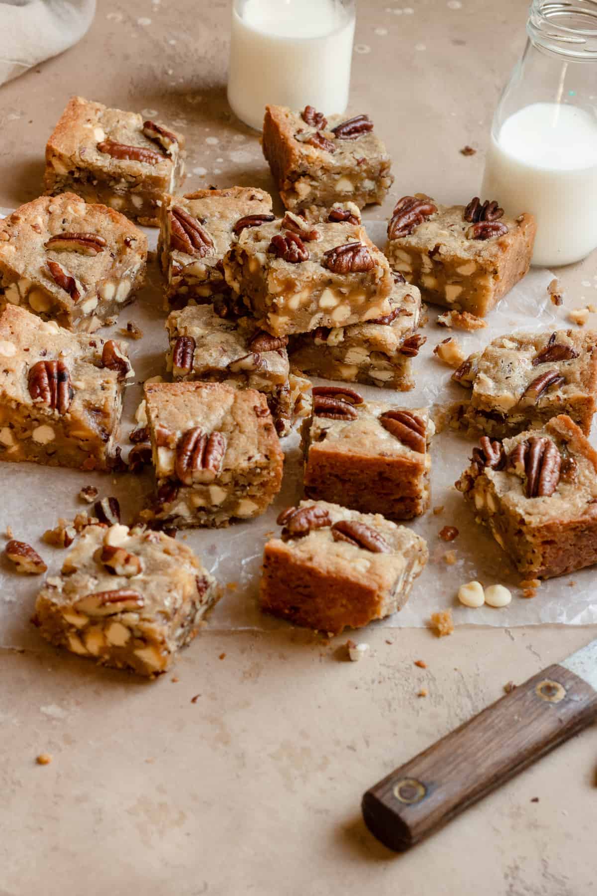 Easy white chocolate toasted pecans  chewy blondies recipe 