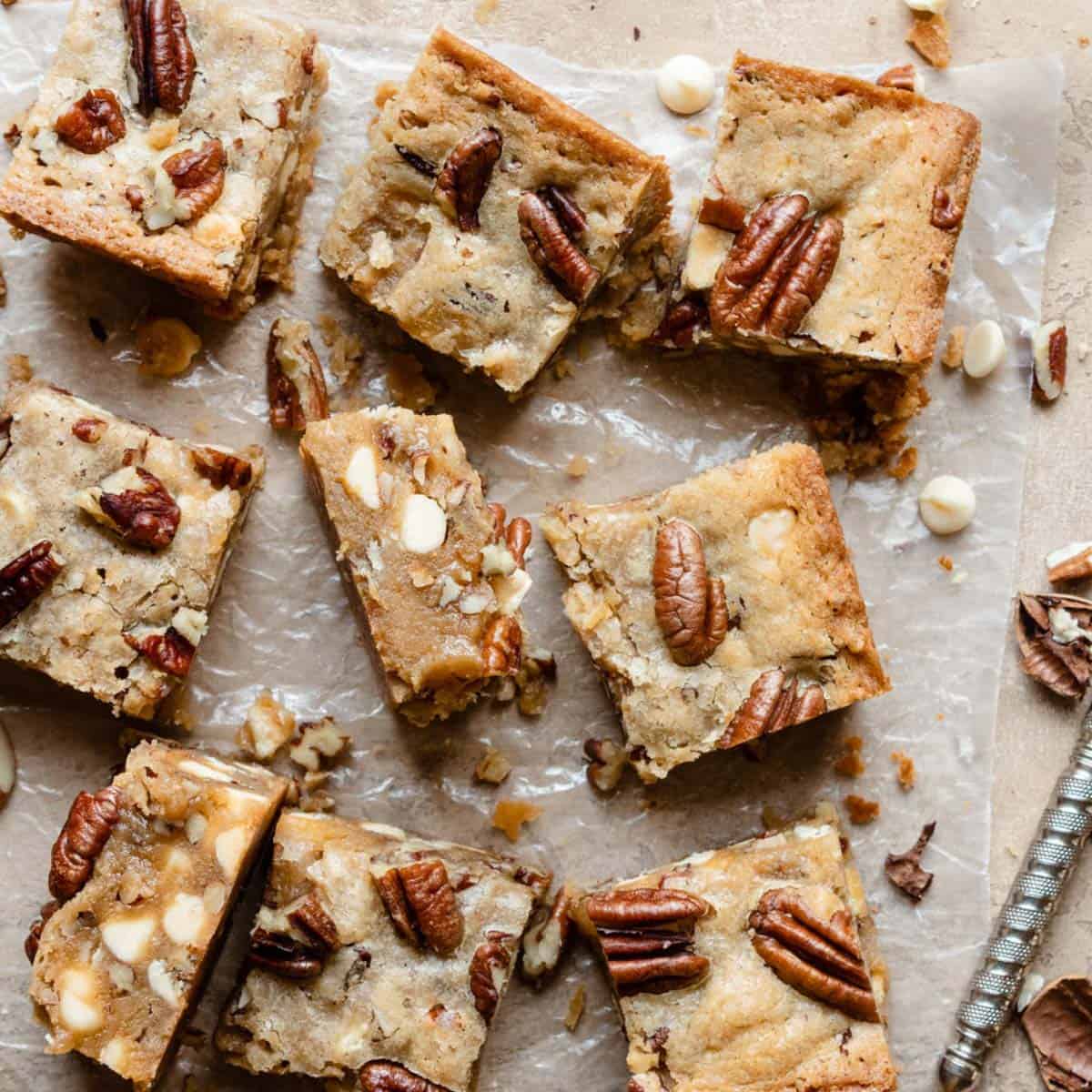 White Chocolate Pecan Chewy Blondies