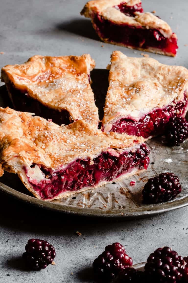 Pie crust is a flaky, tender and buttery with a golden color.