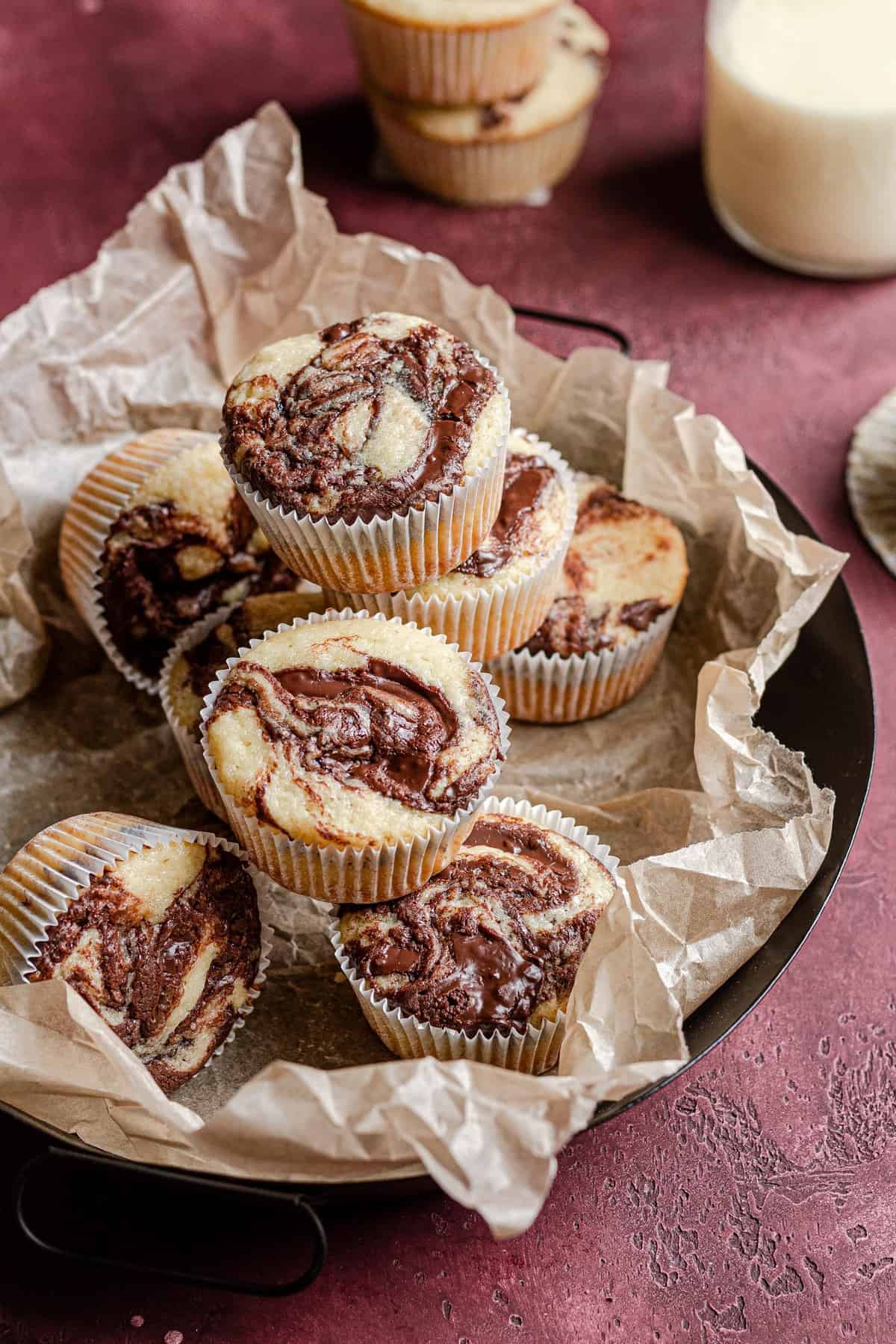 Eggnog muffins with chocolate filling recipe