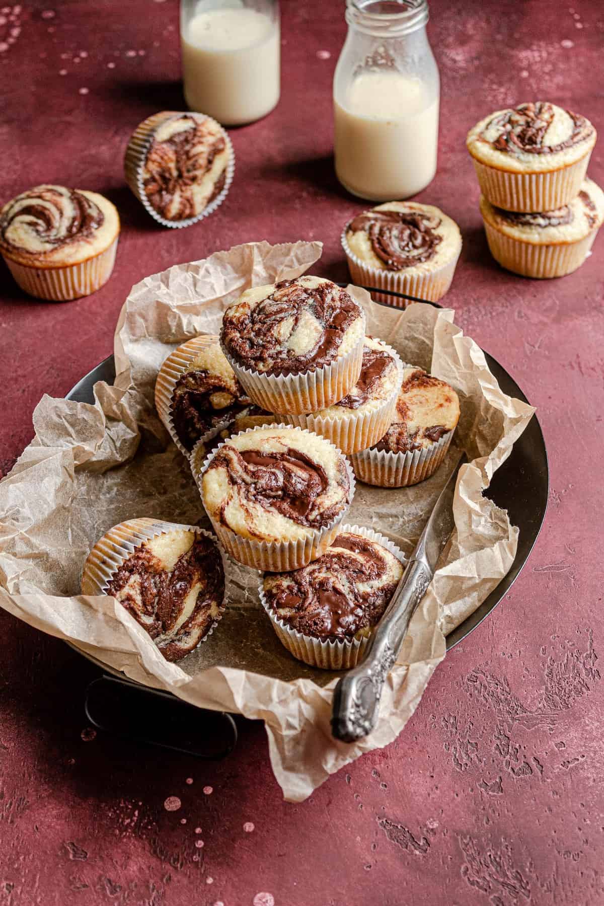 Eggnog muffins with chocolate filling recipe