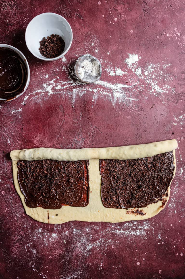 Traditional Chocolate babka, made with buttery dough and spices.