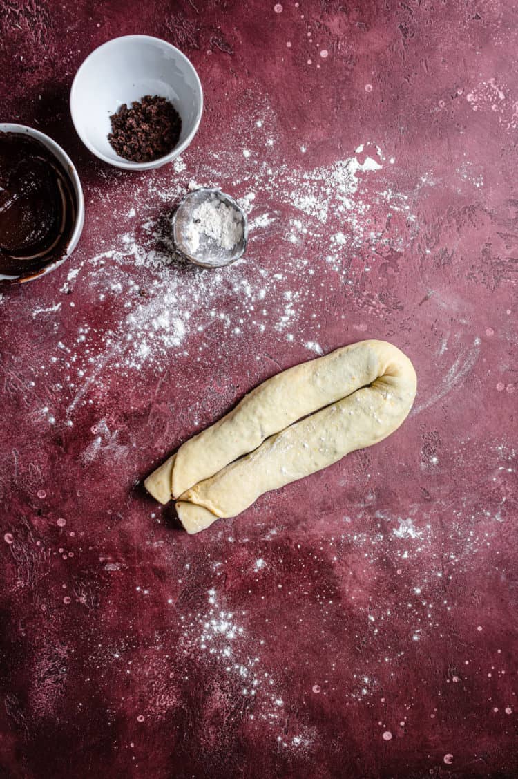Traditional Chocolate babka, made with buttery dough and spices.