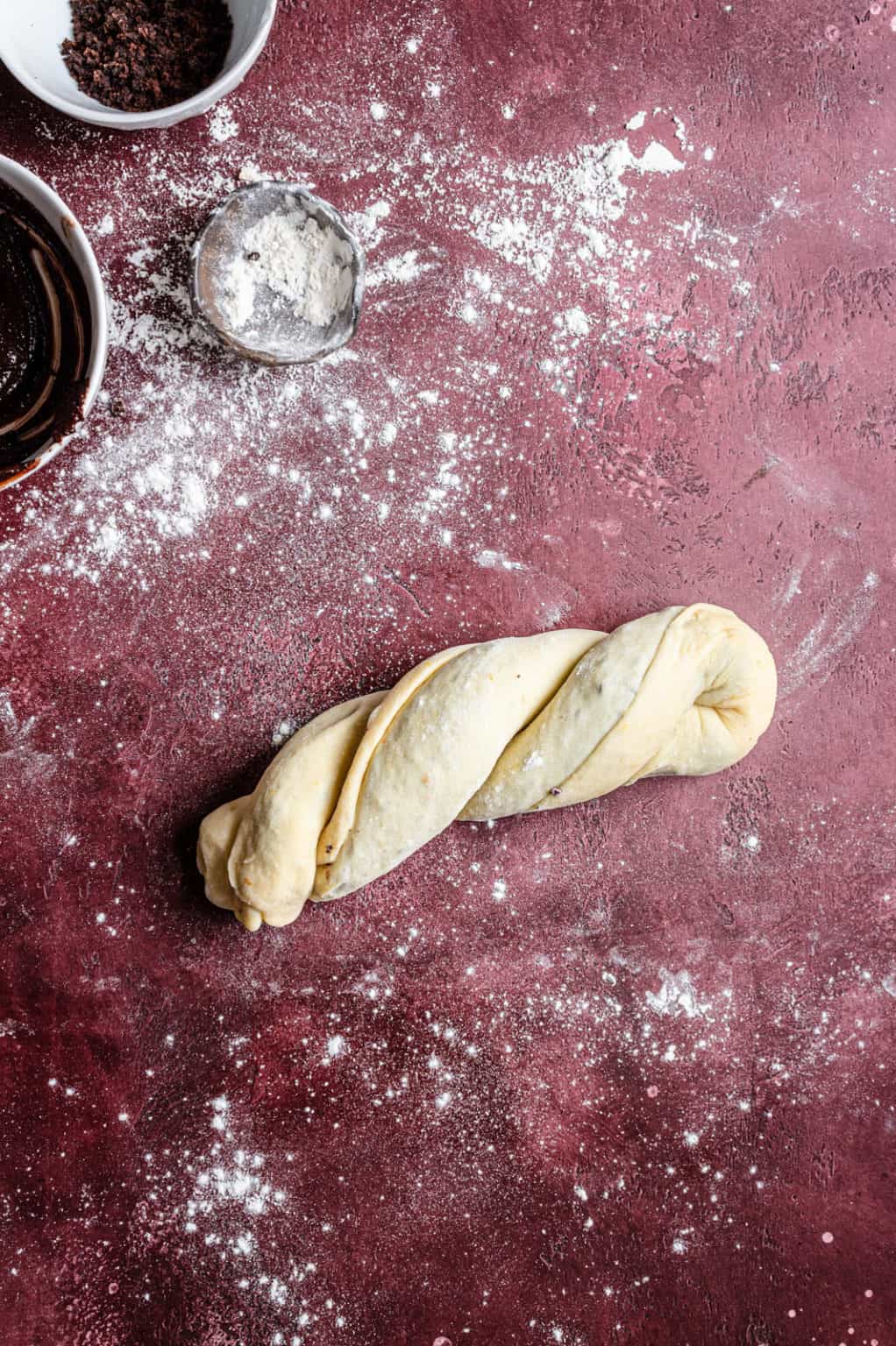 Traditional Chocolate babka, made with buttery dough and spices.