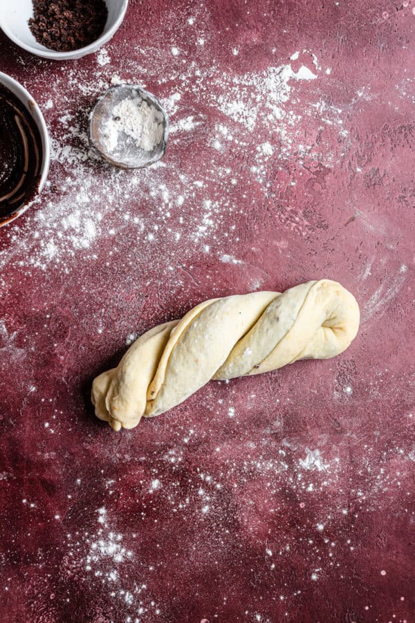 Traditional Chocolate babka, made with buttery dough and spices.
