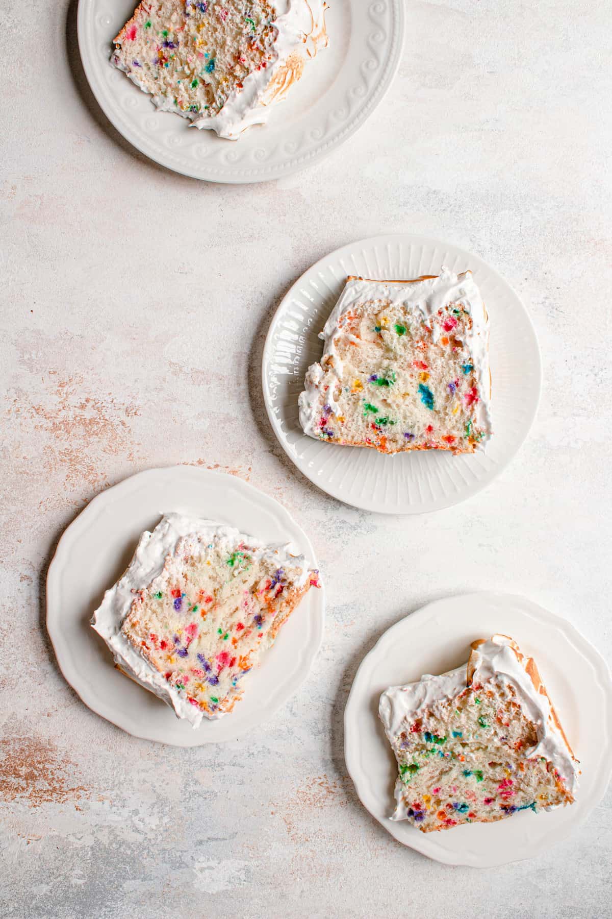 Funfetti angel food cake with marshmallow frosting