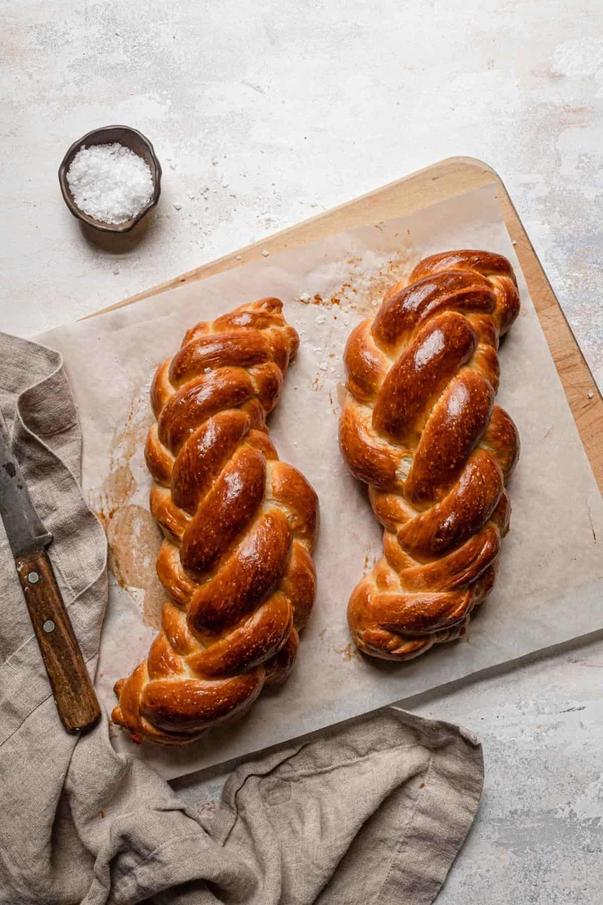 Bakery style Challah bread.Soft, sweet fluffy and crumbly.
