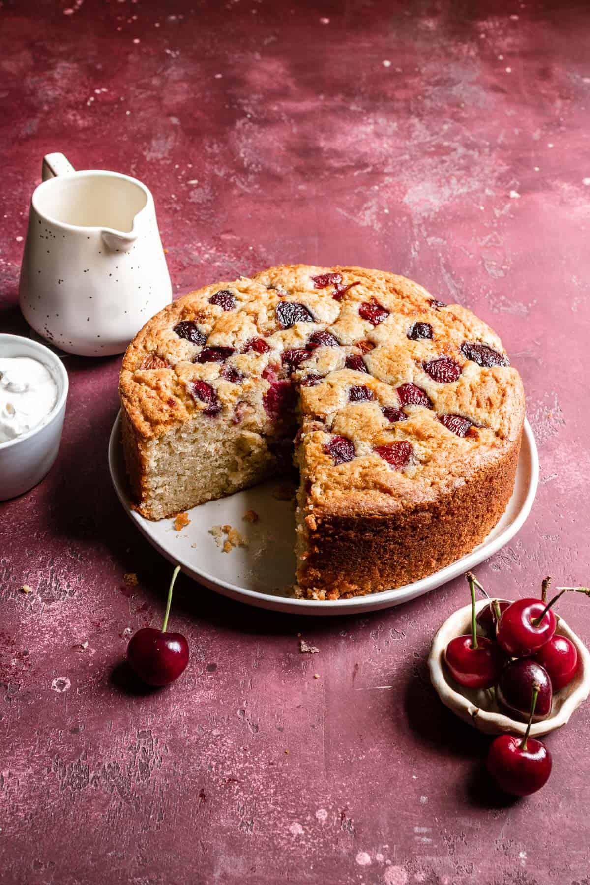 Olive oil cherry cake