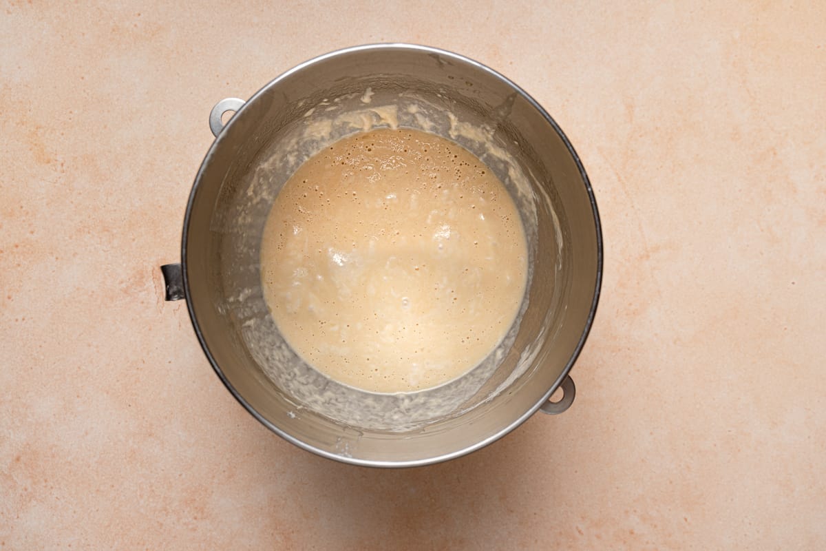 yeast sponge in a large bowl