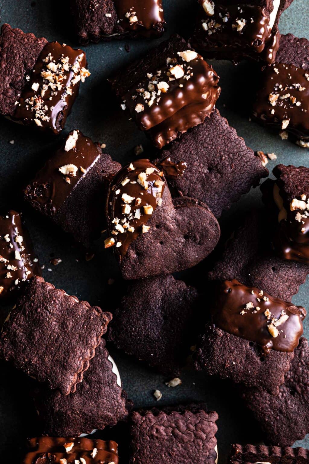Chocolate Halva Sandwich Cookies, Soft, crispy chocolate shortbread