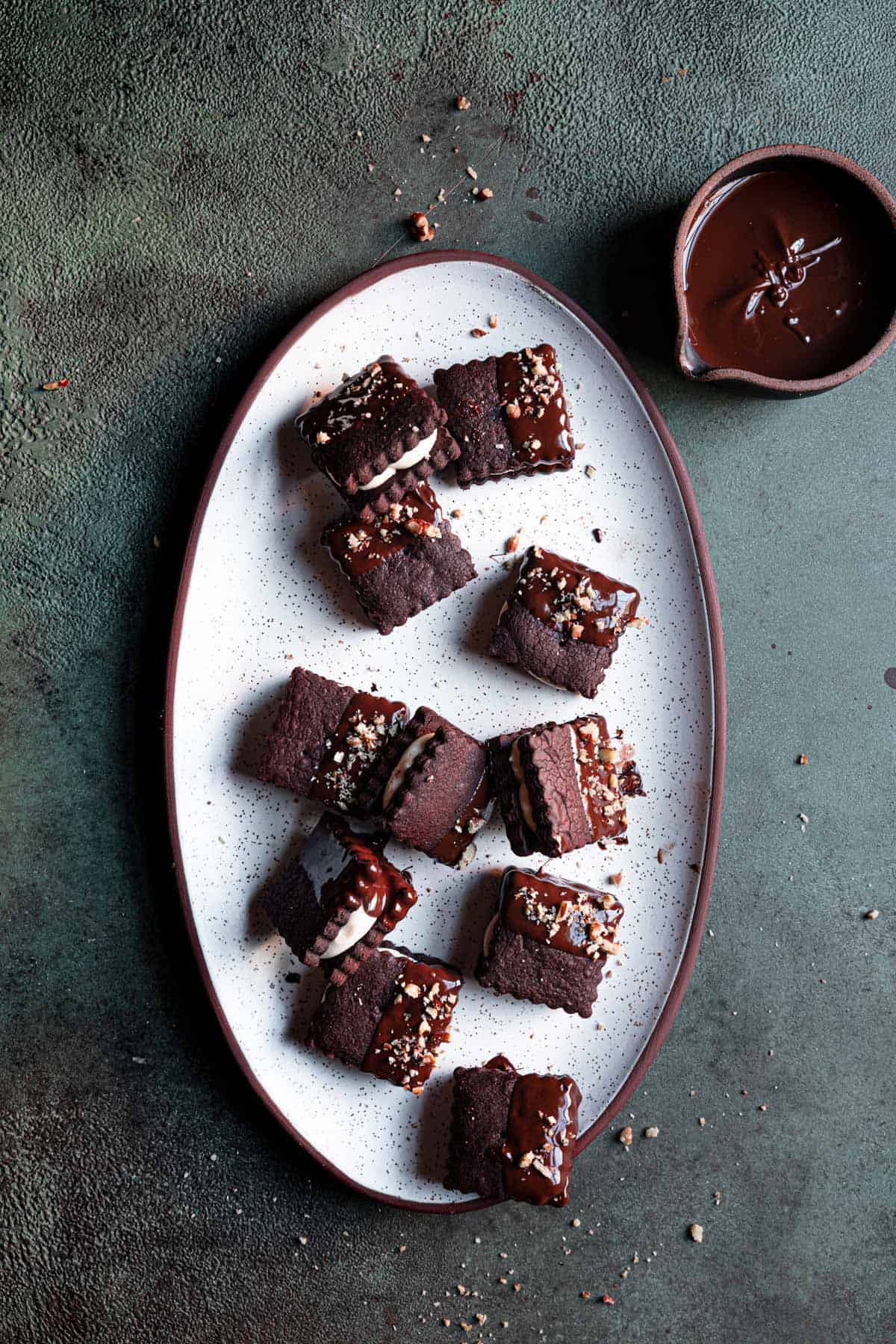 Chocolate Halva Sandwich Cookies, Soft, crispy chocolate shortbread