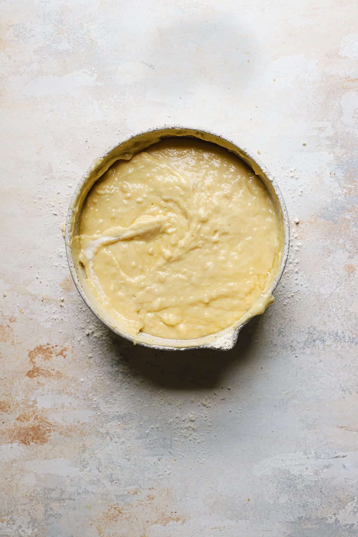 A bowl with cake batter.