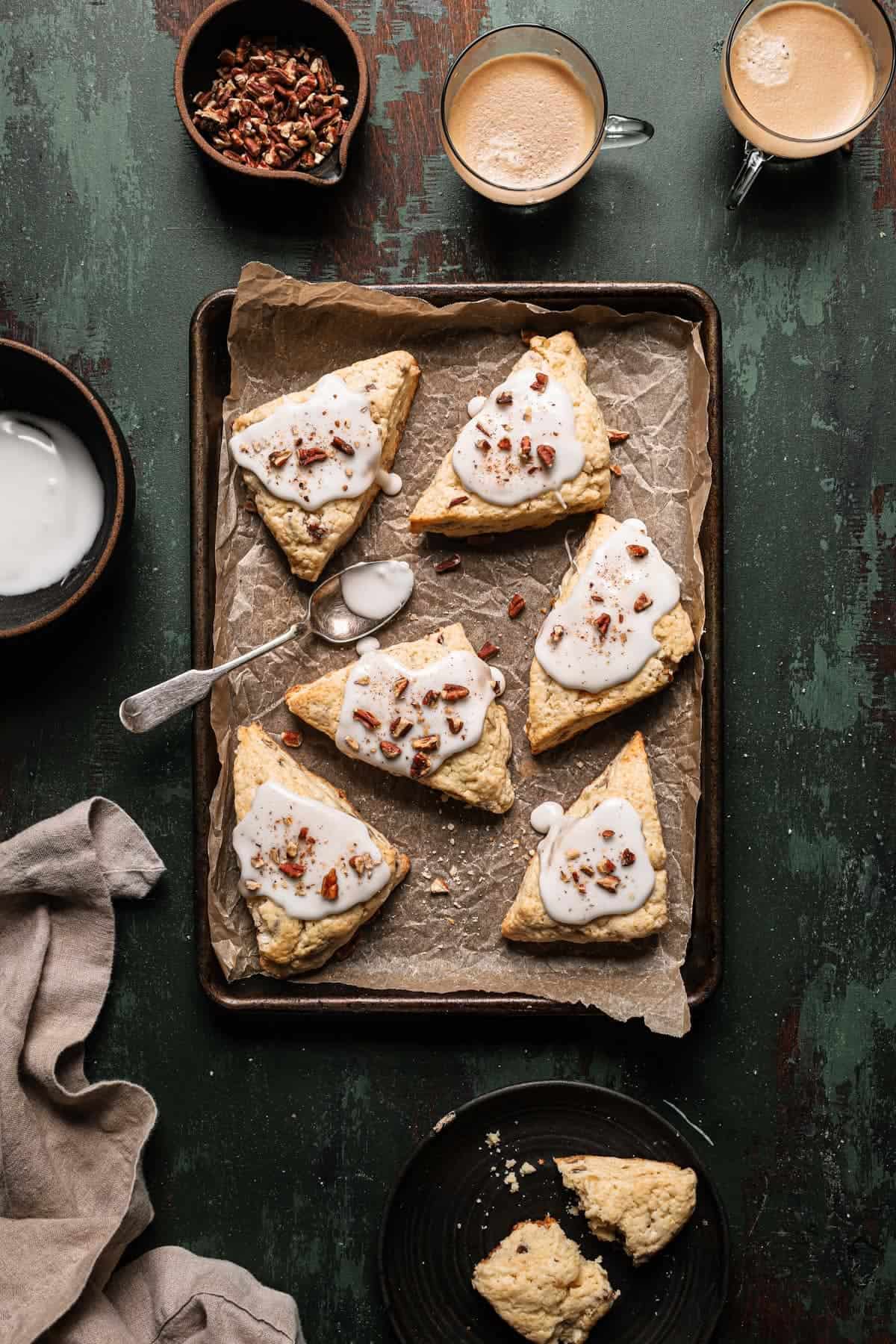 pecan scones glazed and sprinkled with pecans