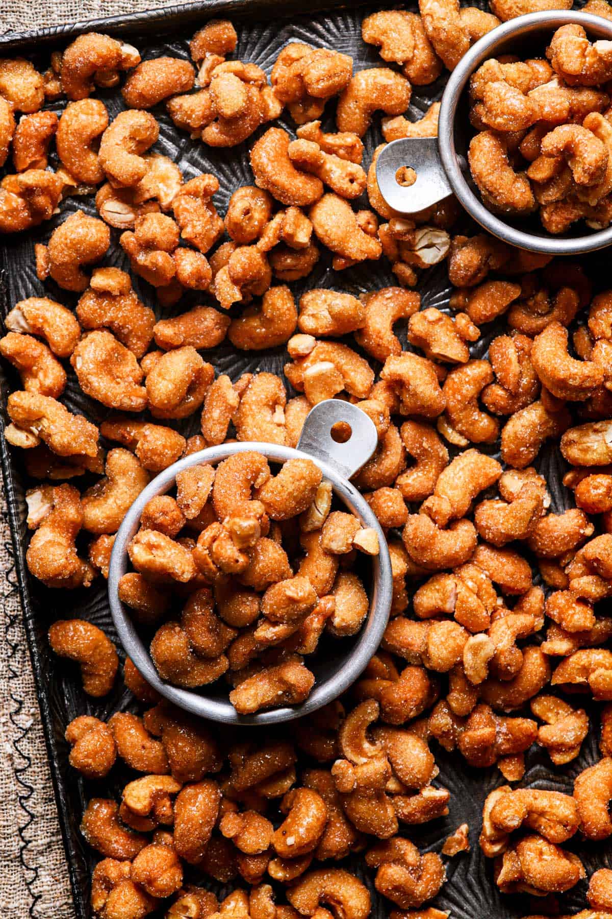 sweet and salty cashews close up