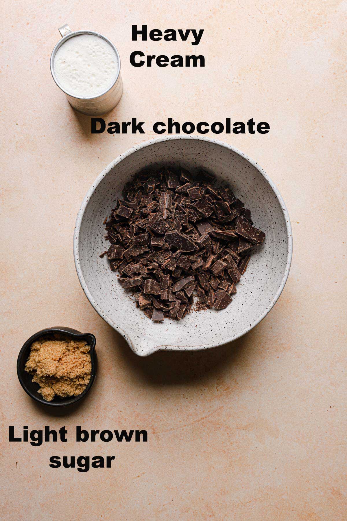 Ingredients to make chocolate ganache