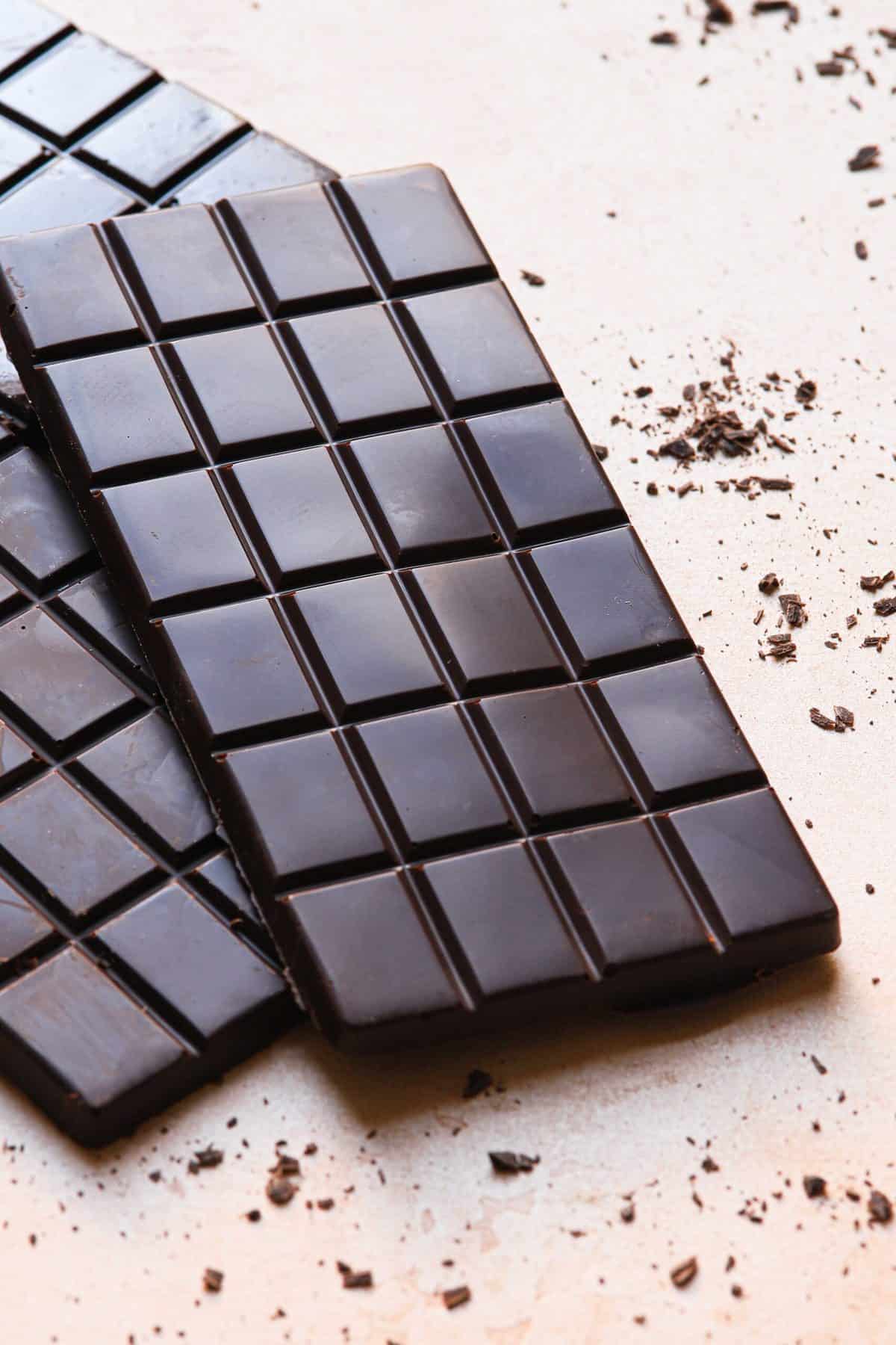 glossy and smooth chocolate bars.