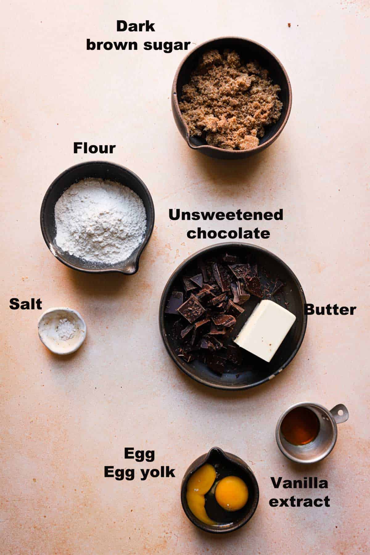 Ingredients for making the brownie batter