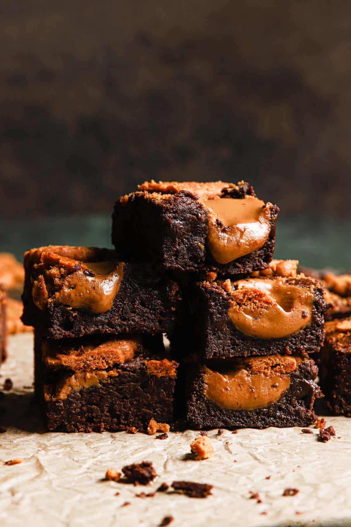 Biscoff brownies filled with cookie butter