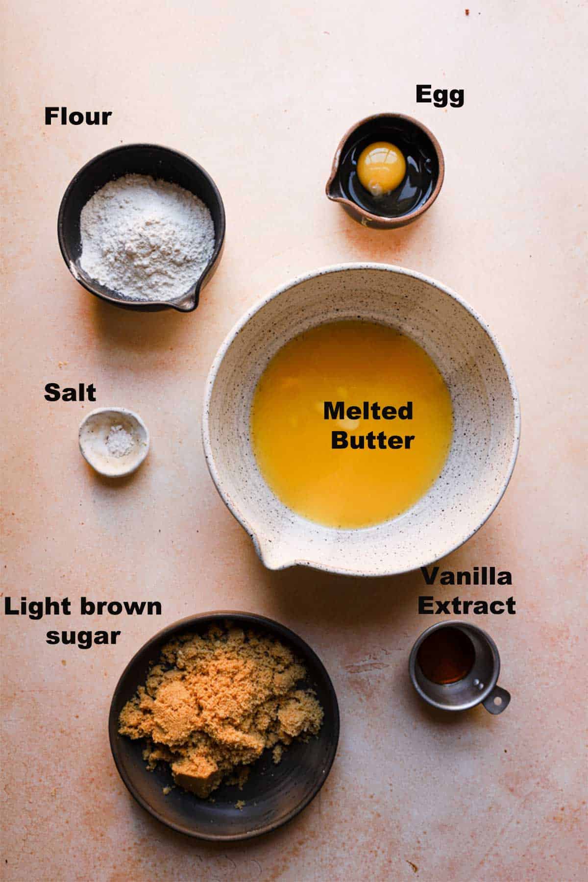Ingredients for making blondie batter