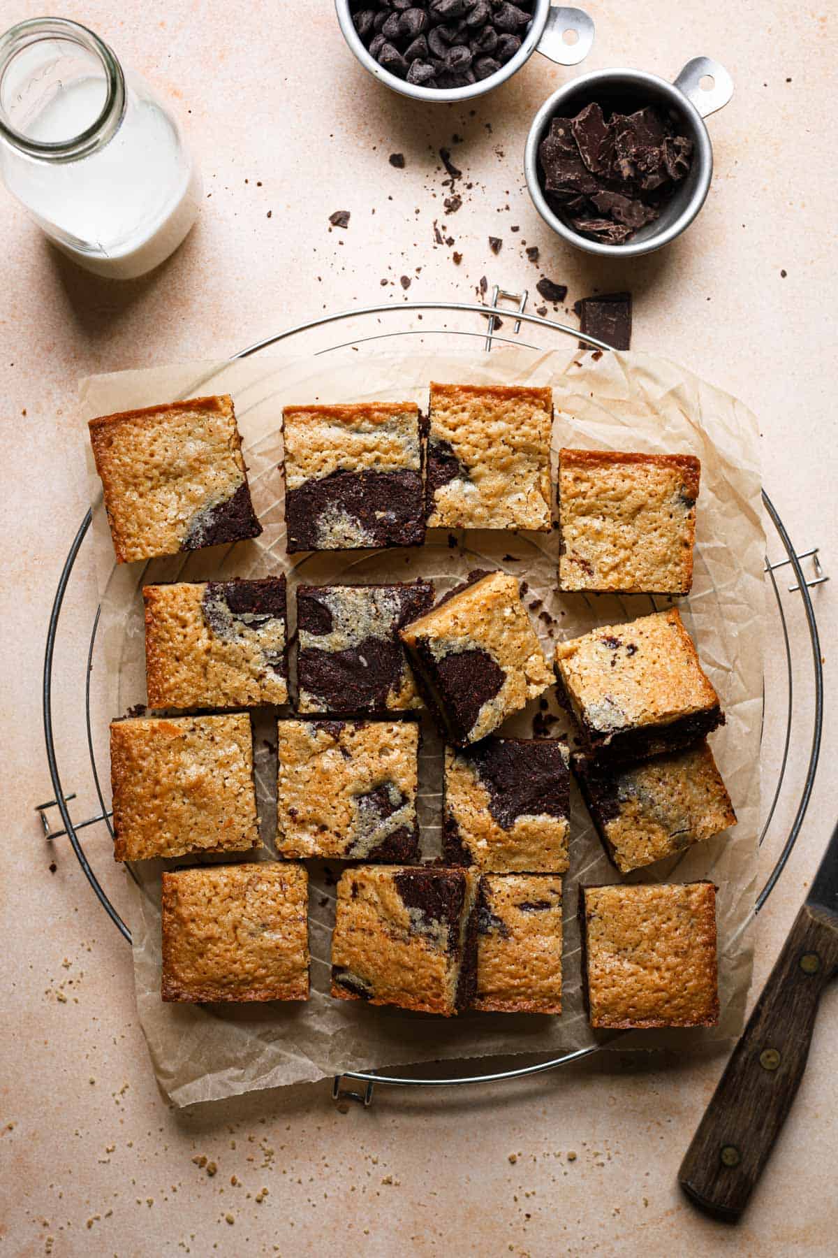 sliced marbled brownies