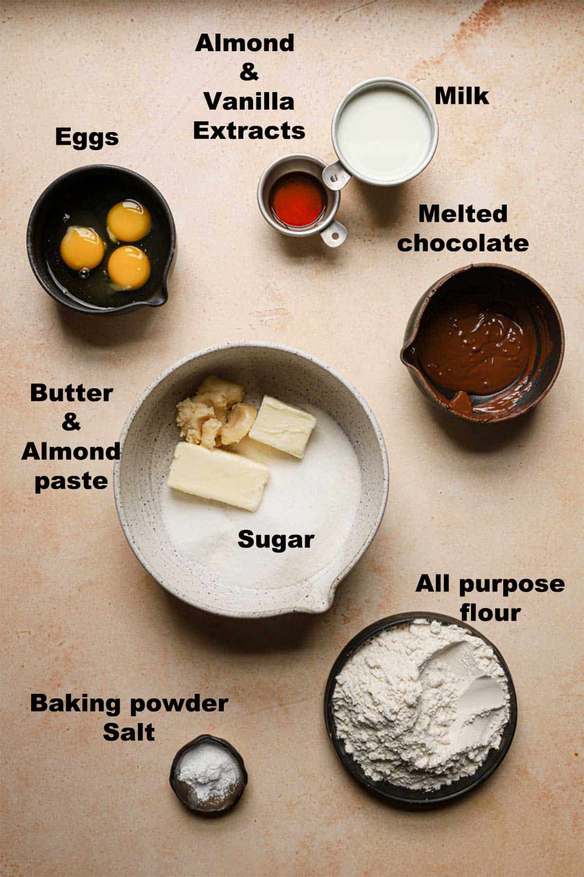 Ingredients for making almond paste dessert