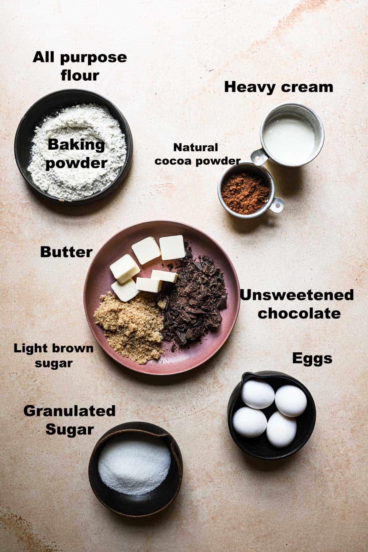 Ingredients to make chocolate cake