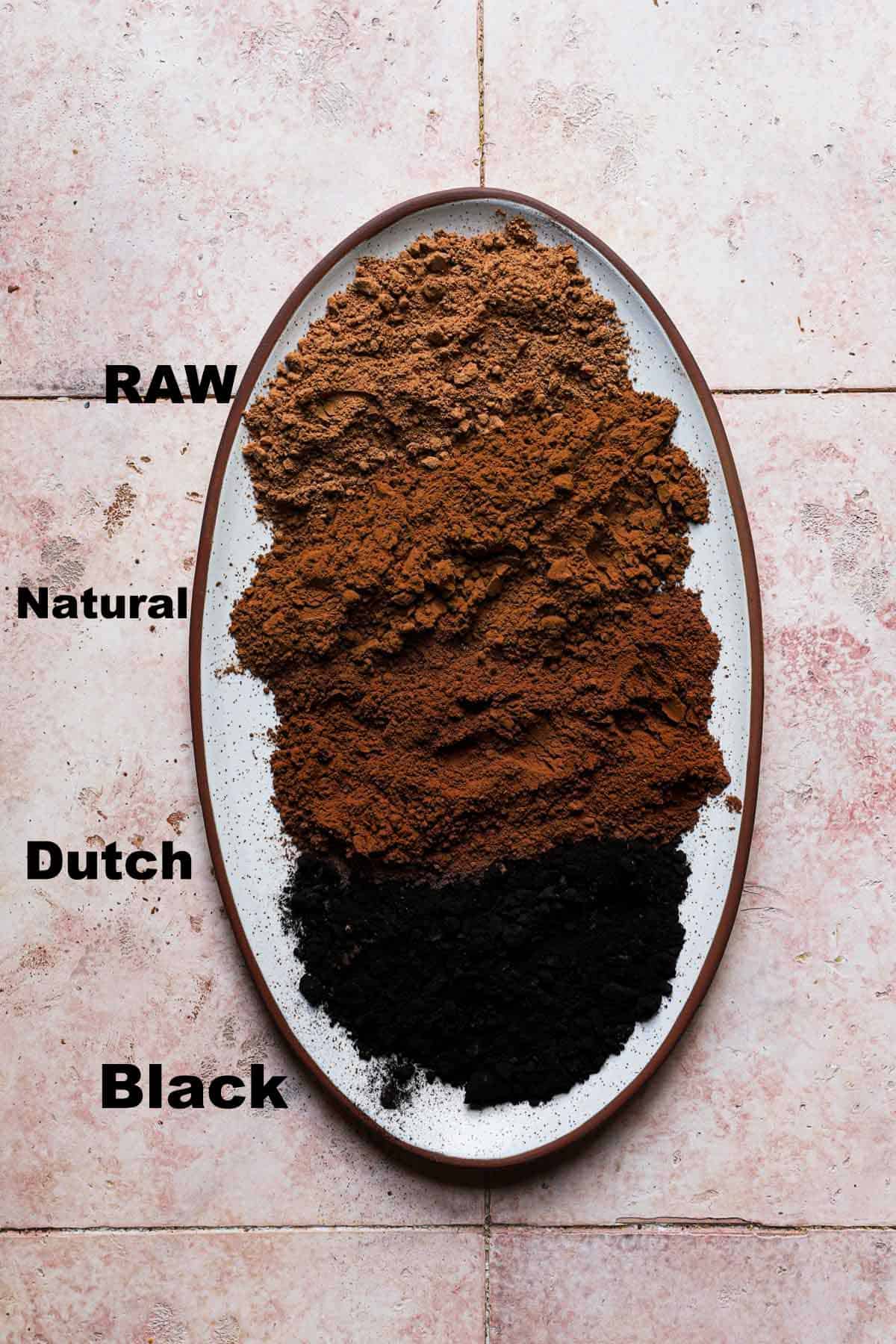 Different types of cocoa in a plate