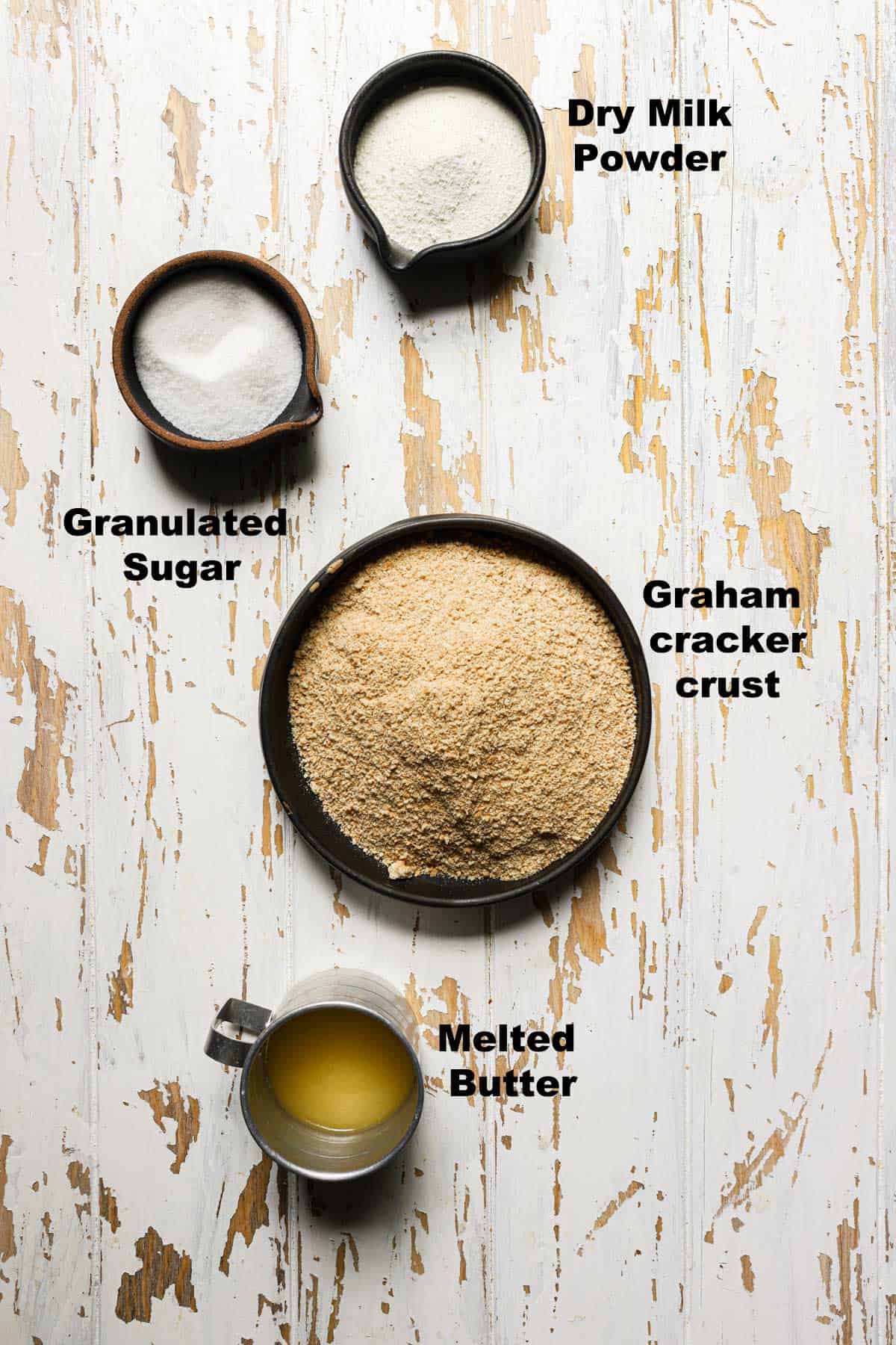 Ingredients to make graham crackers crust.