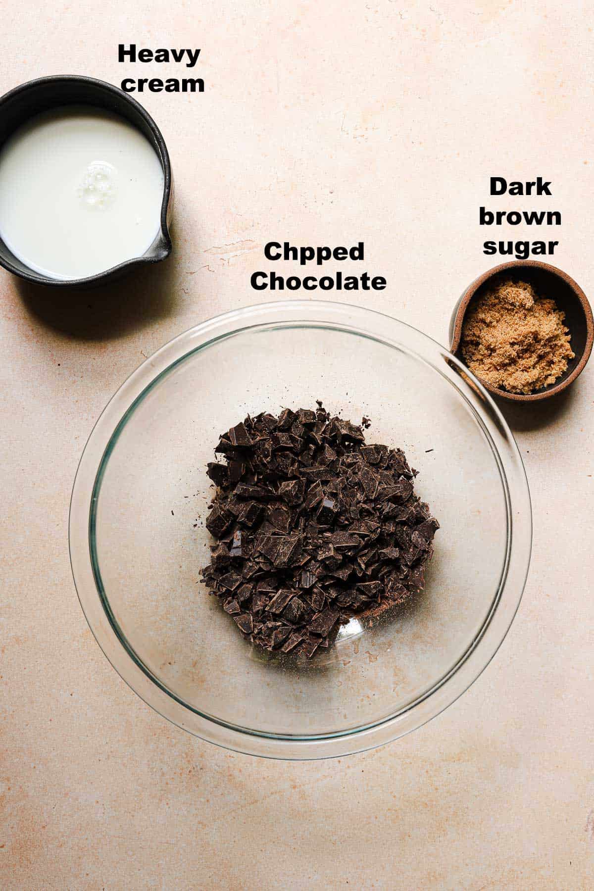 Ingredients to make ganache