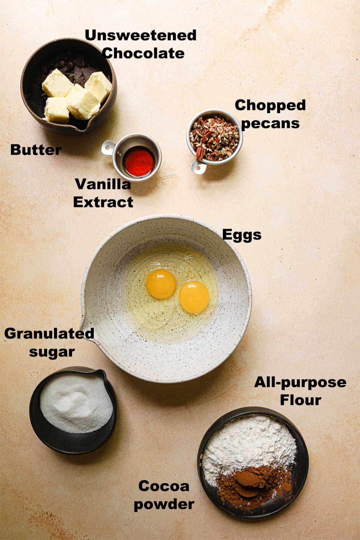 Ingredients for making brownie