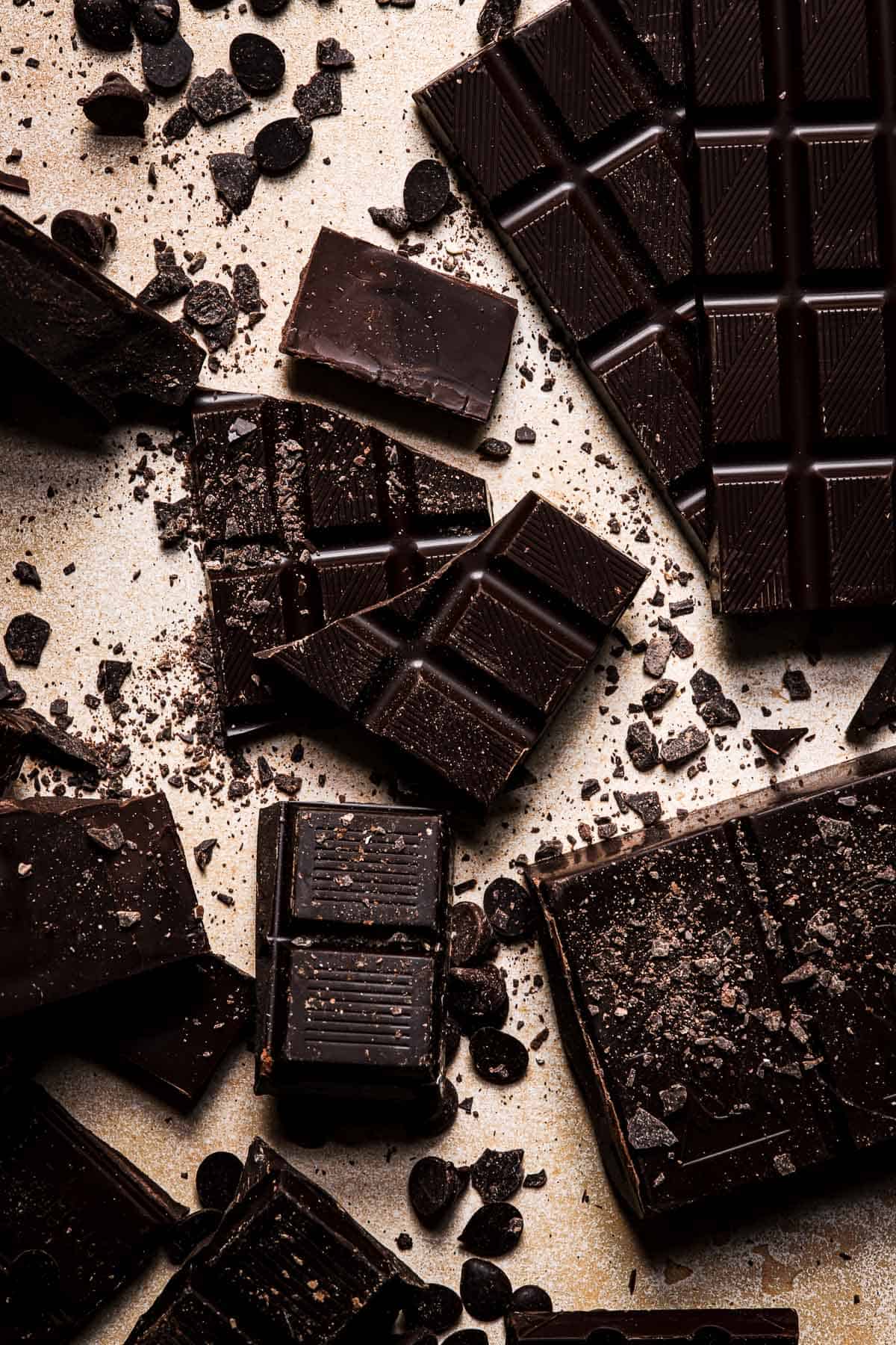 Different types and form of dark chocolate