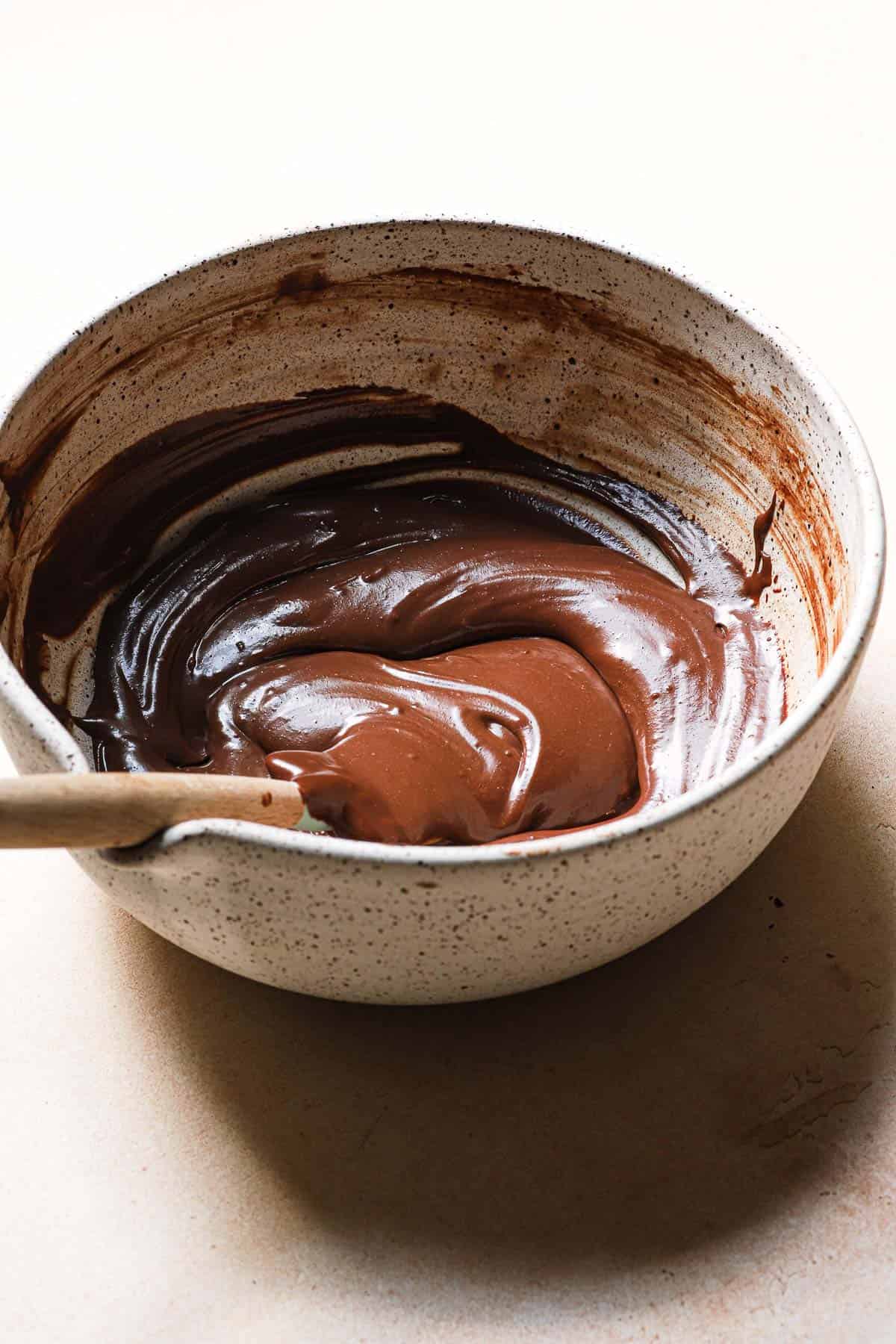 Chocolate ganache in a bowl