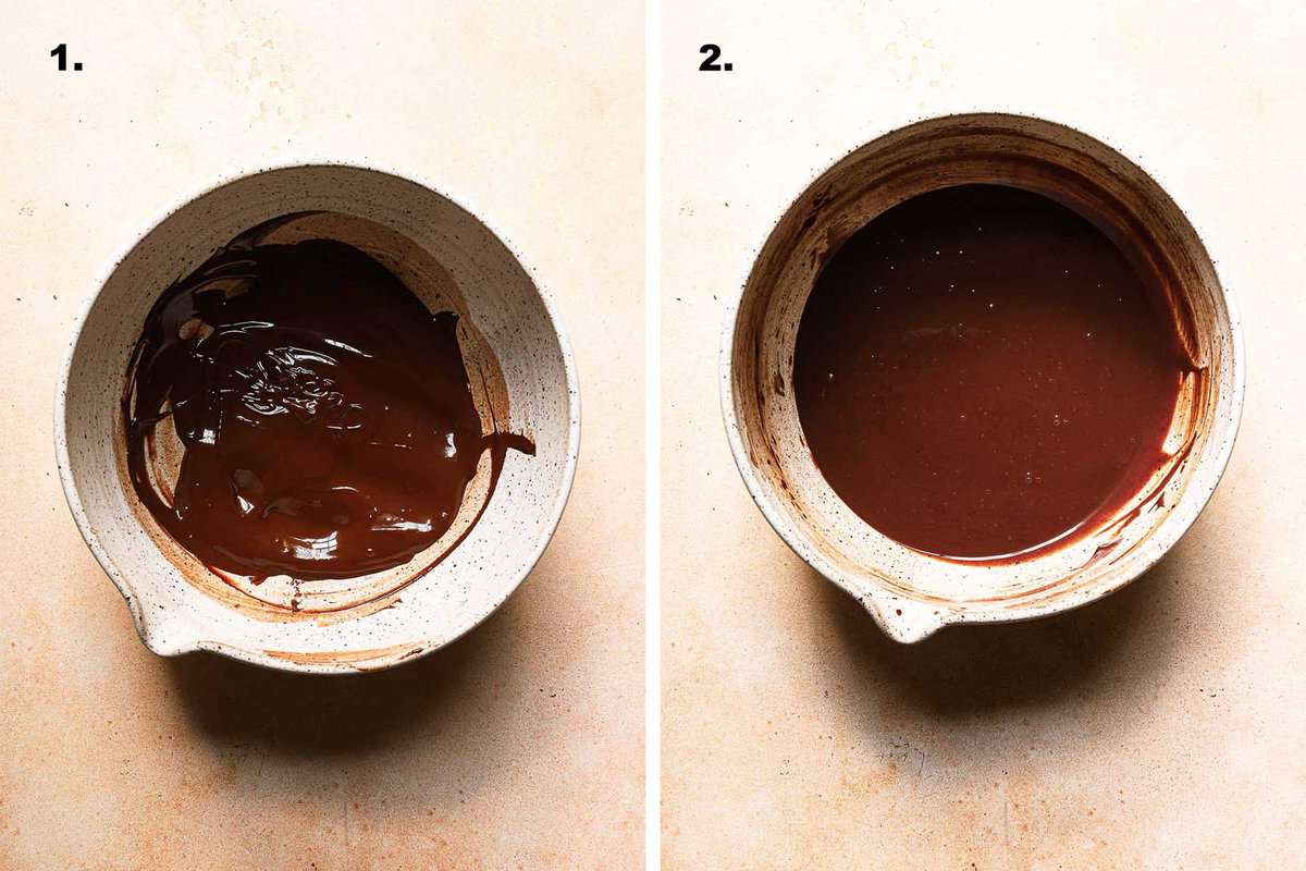 Melted chocolate with and without cream
