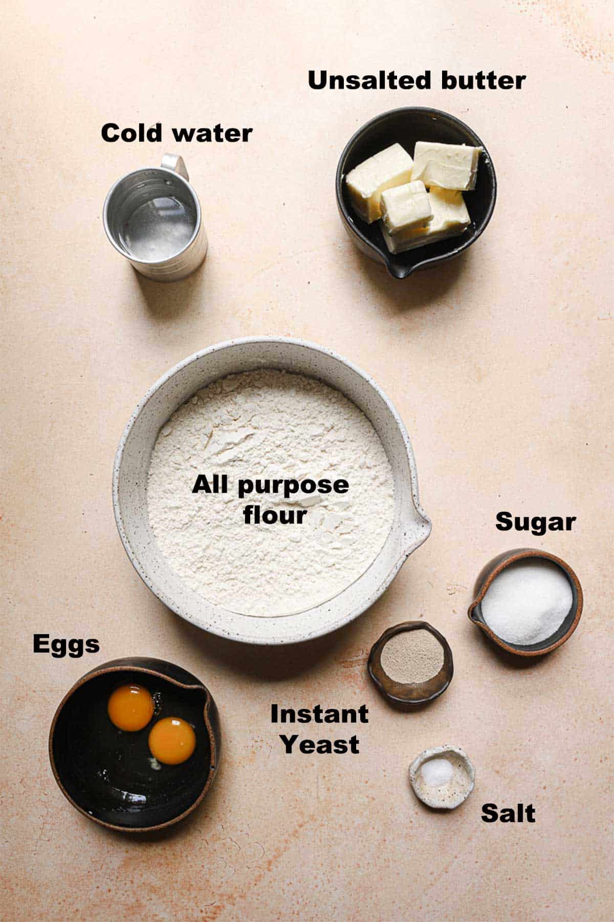 Ingredients to make donut dough