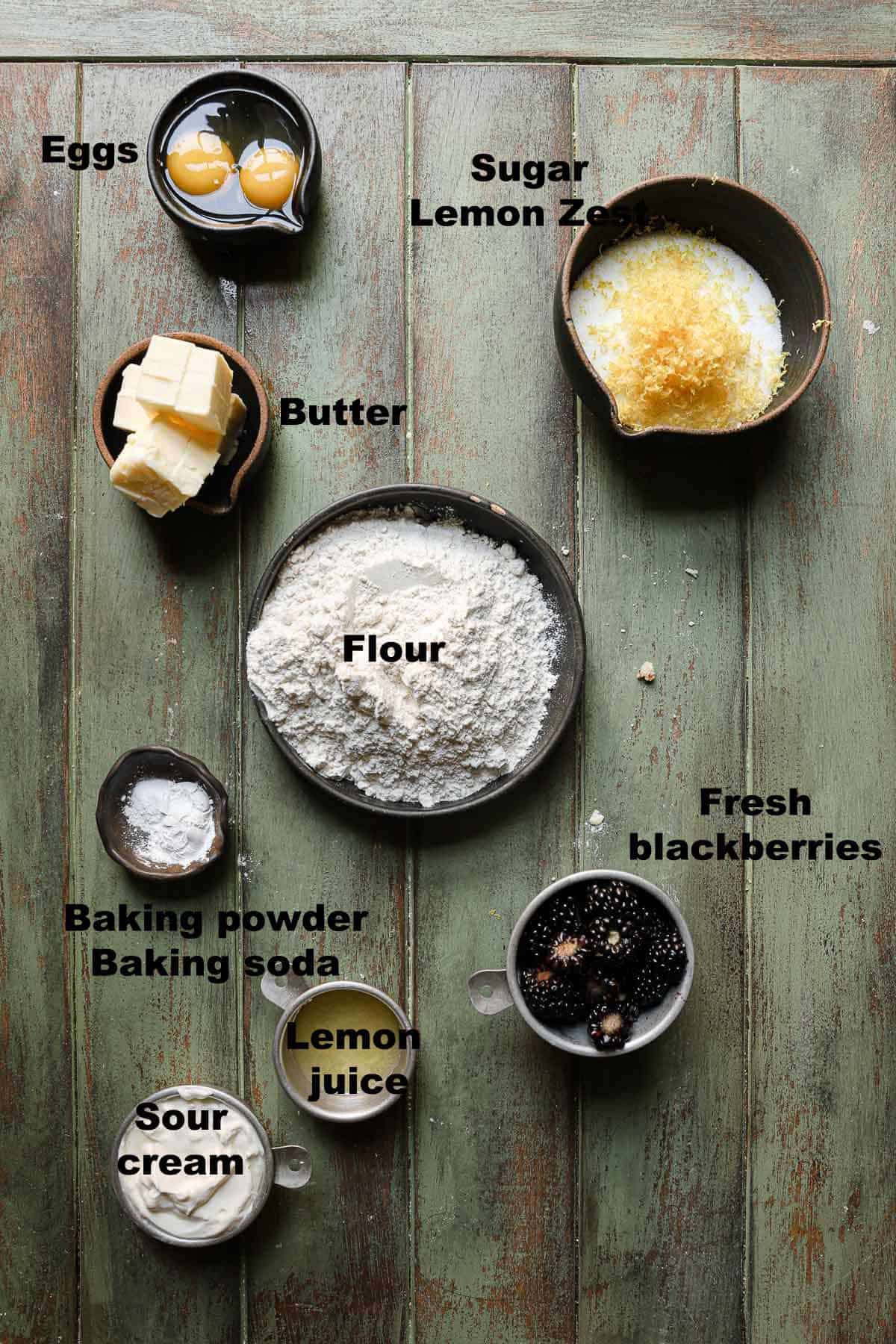 Ingredients to make lemon quick bread