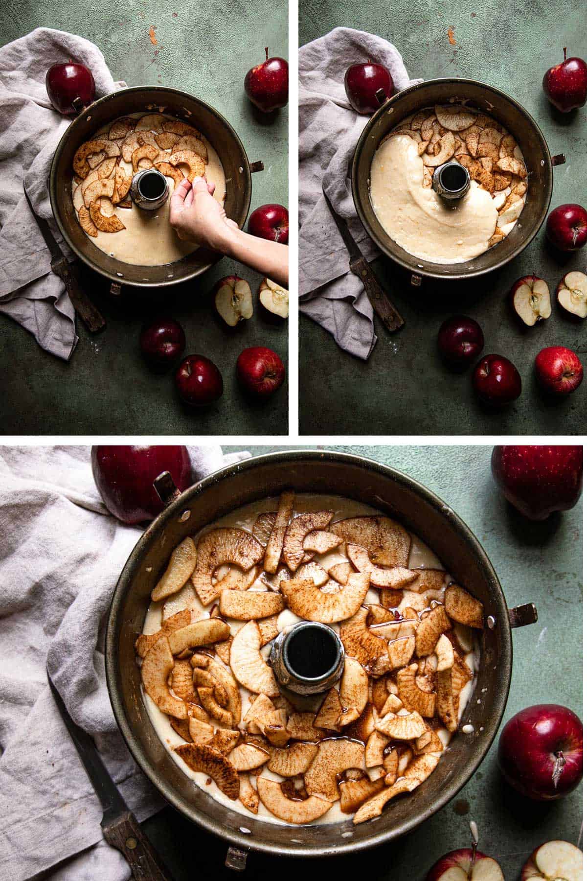 Assembling rosh Hashanah apple cake