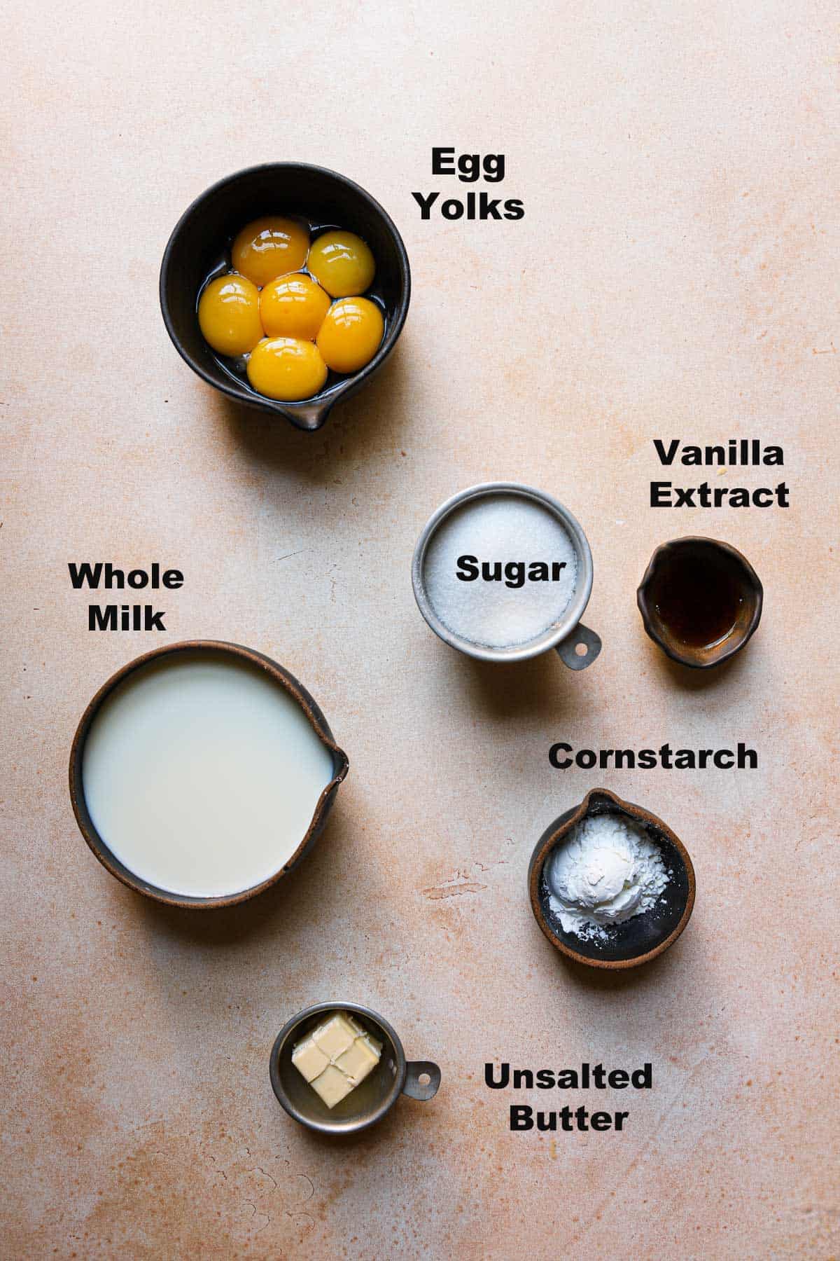 Ingredients to make pastry cream