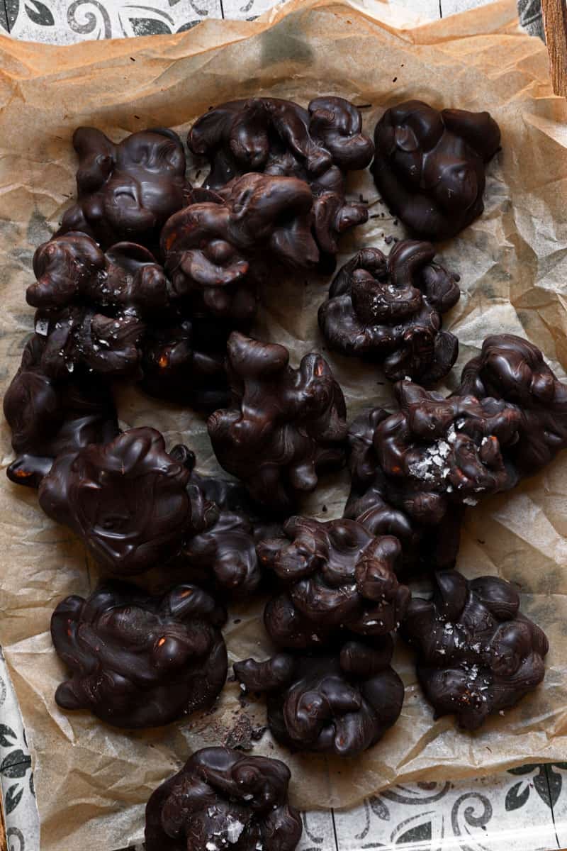 cashew clusters in a pan
